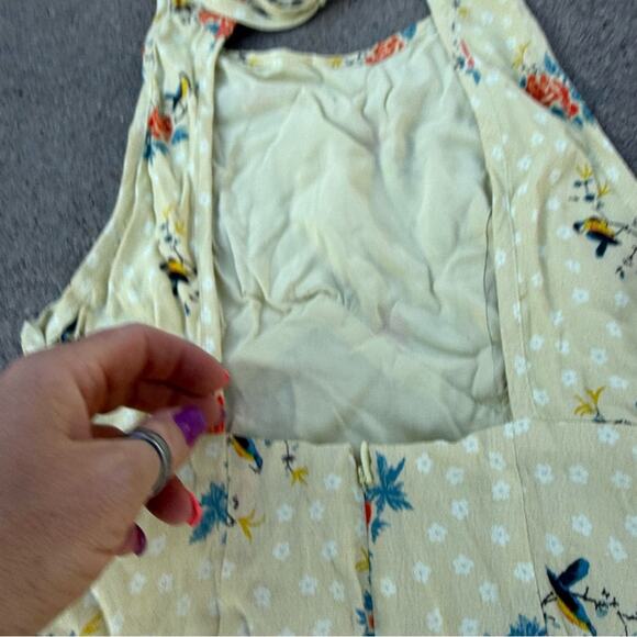 Urban Outfitters Mabel Floral Sleeveless High Neck Mini Dress Keyhole Back US 2 - Picture 7 of 10